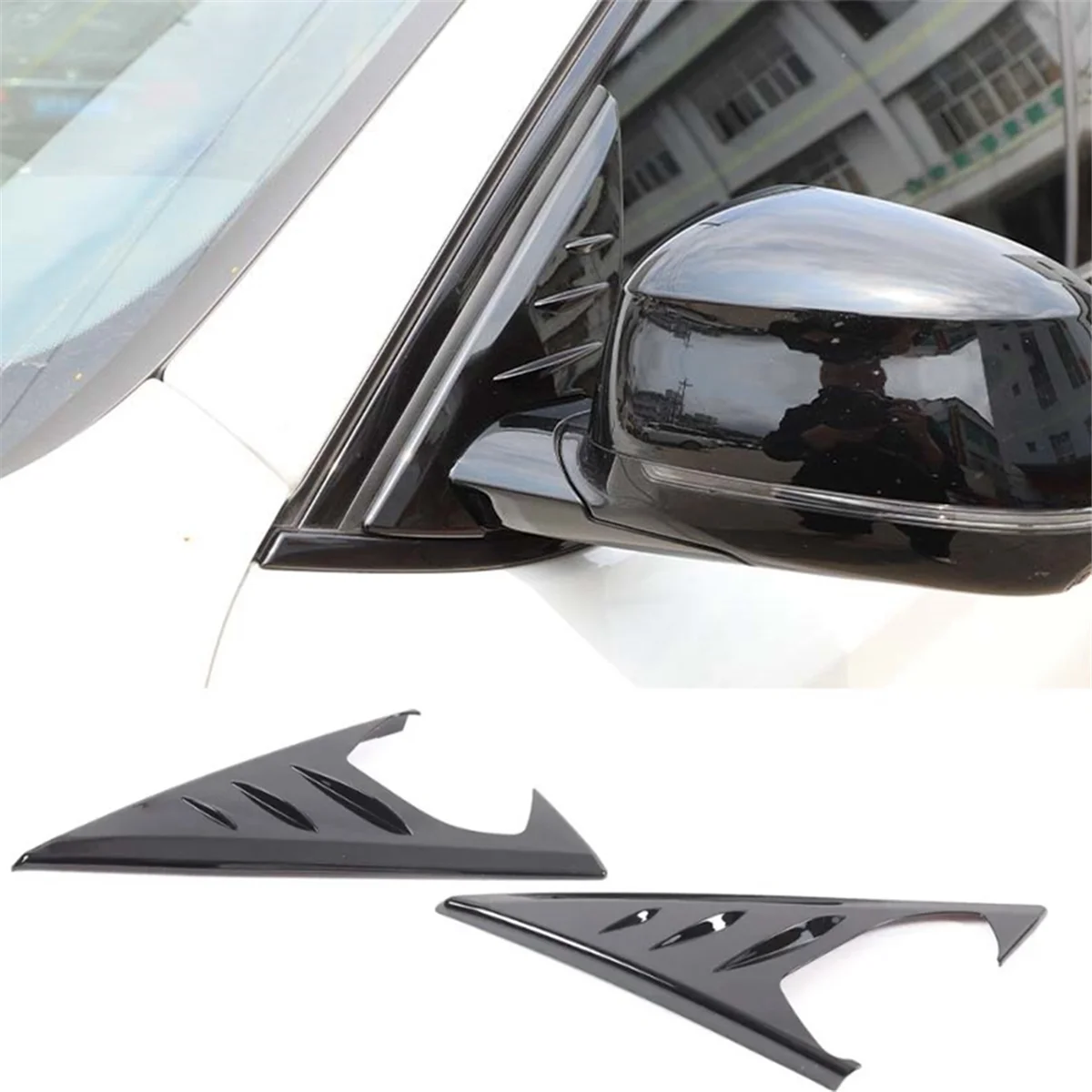 

N30R_Rearview Mirror Side Window Spoiler Triangle Cover Bright Black