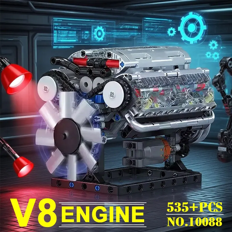 

MOULD KING 10088 V8 Engine Model Building Kit 1:8 Scale MOC Car Engine Block Set STEM Toy for Adult Kid Collector’s Display Gif