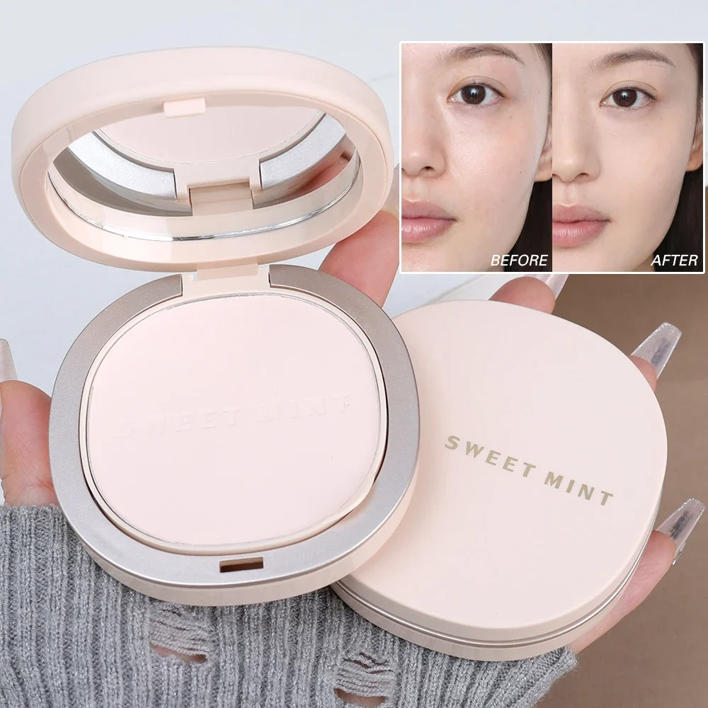 คอนซีลเลอร์ควบคุมความมัน Pressed Powder Long Lasting Natural Brightening รูขุมขนที่มองไม่เห็น Matte Setting Makeup Powder Face เครื่องสําอาง