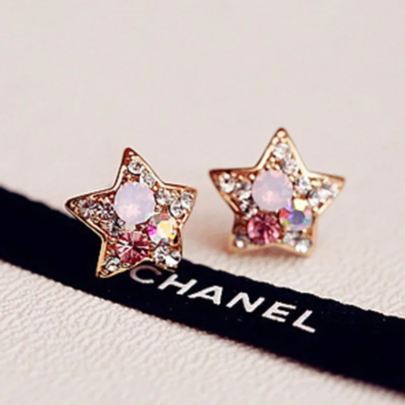 

Korean Luxury Star Colorful Rhinestones Clip Earrings for Women Girl Party Jewelry Gift