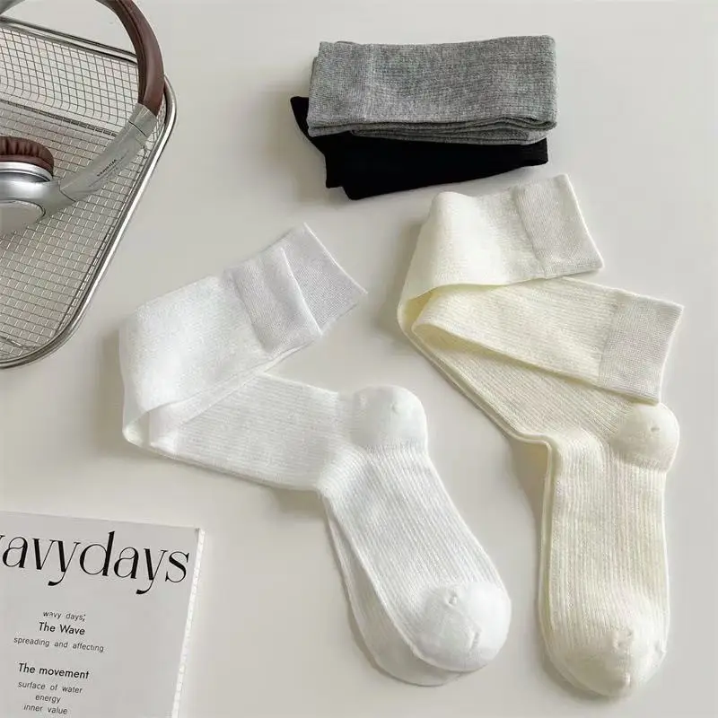 Trendy Women's Socks Long Summer Plain Casual Woman Stockings Breathable Mesh Thin Sweet Simple Knee High Socks Hollow Out Sweet