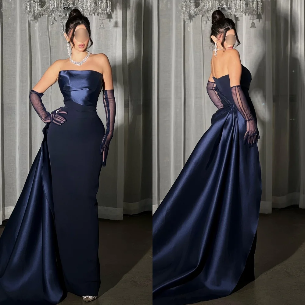 

Customized Formal Simple Jersey Pleat Ruched Straight Strapless Long Dresses Bespoke Occasion Dresses Sizes Available Fashion