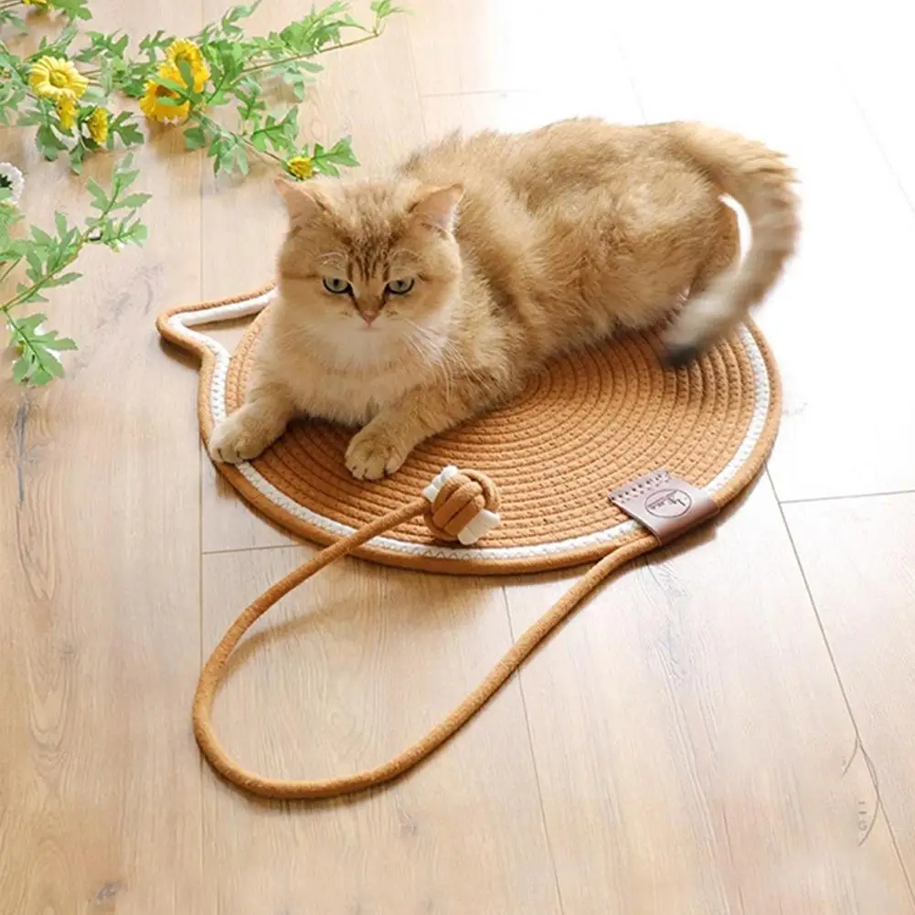 Cotton Rope Woven Cat Scratch Pad Toy Ball Integrated Cat Sleeping Pad, Scratch-resistant, Wear-resistant, Washable Pet Pad