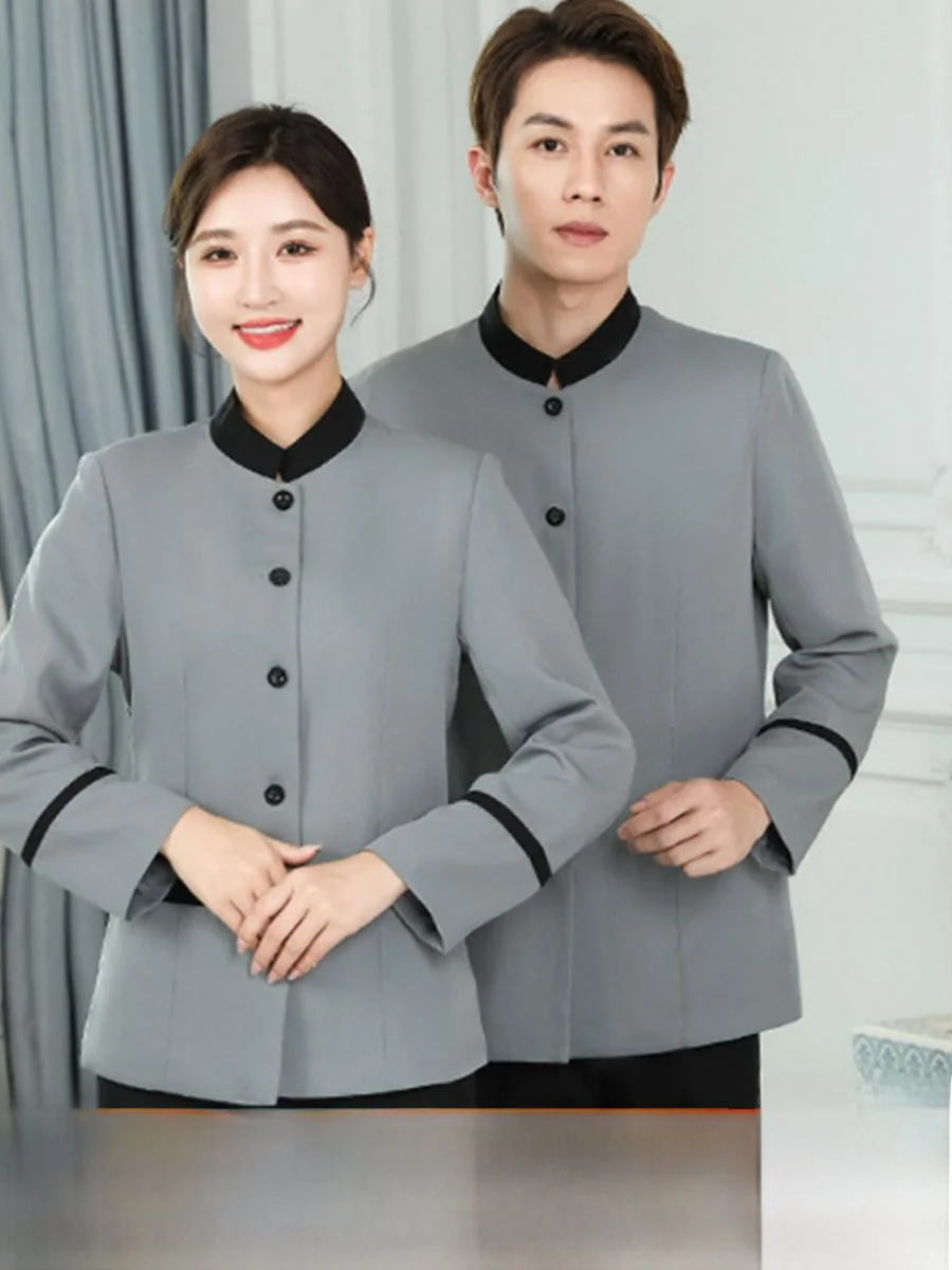 

Men's Long Sve Work orm Set Autumn Winter Large Size Hotel Room Cleaning Crew Proper Maintenance Casual Workwear