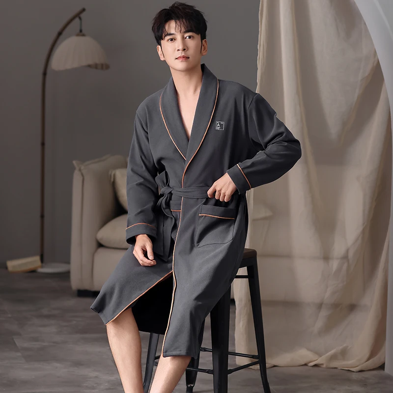 الخريف الشتاء البشكير الرجال الدافئة رقيقة المخملية النوم أعلى كيمونو الجلباب للذكور الجلباب طويل روب استحمام العريس رداء روب للنوم #4