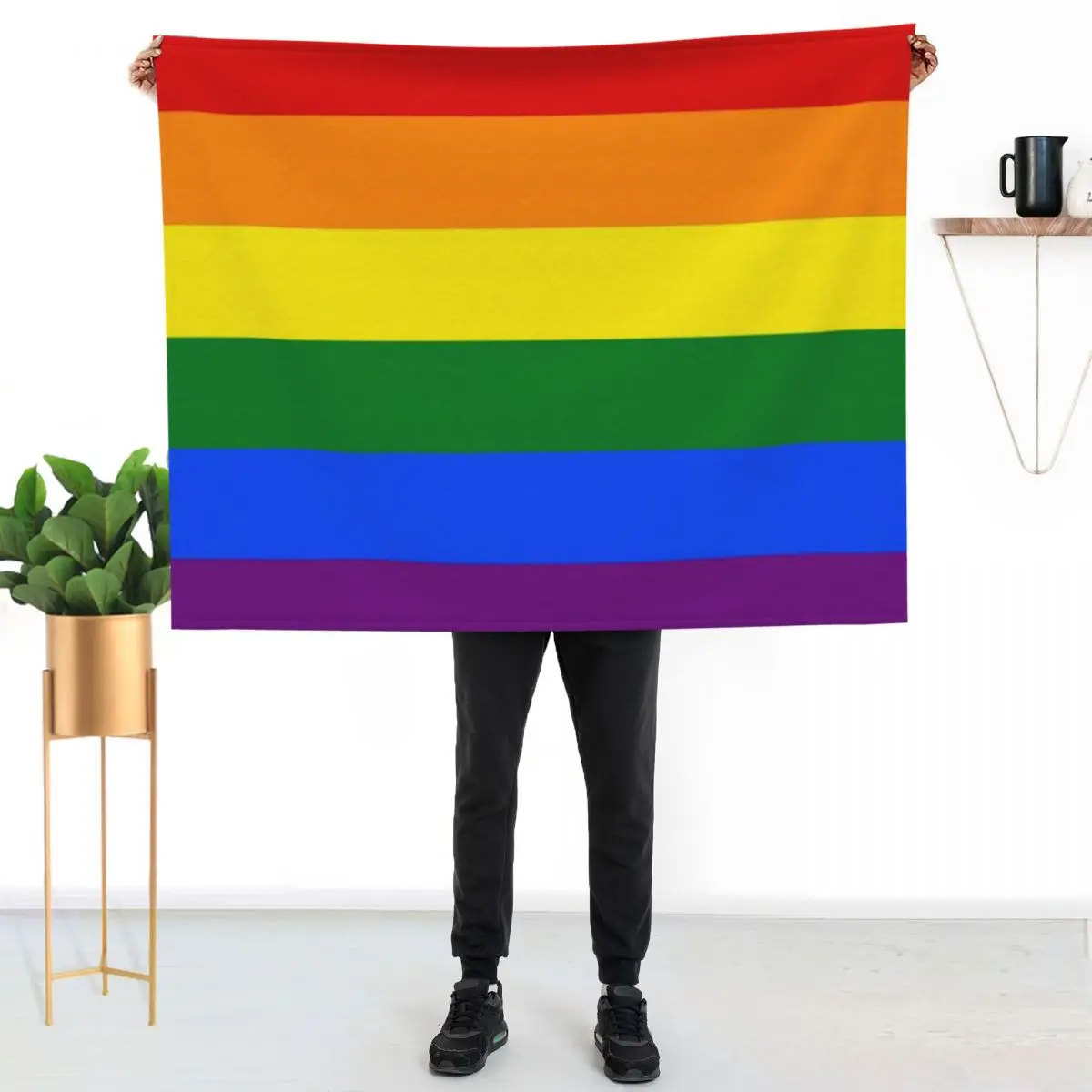 

Rainbow flag Throw Blanket Cozy Warm Blanket for Bed Room Decor