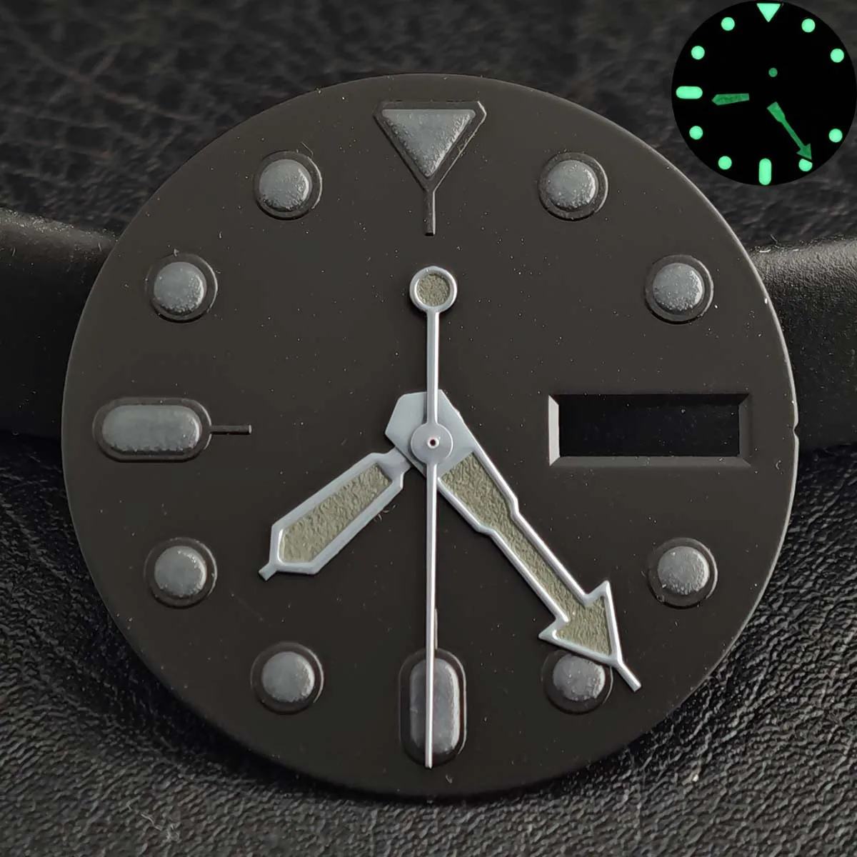 28.5MM Watch Dial Fits NH36 Movement Accessories Dual Calendar NH36 Dial Mechanical Watch Parts Green Luminous NH35 Hands