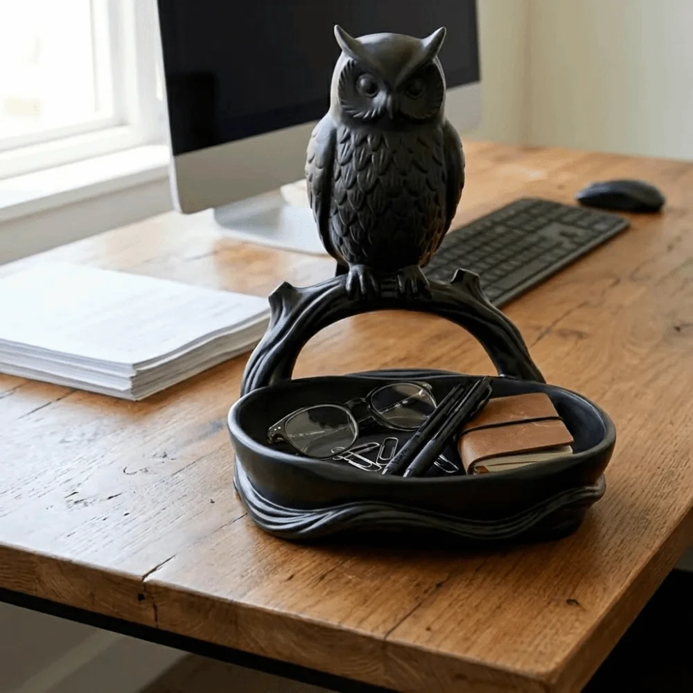 3D Printed Owl Storage Tray Plastic Animal Shaped Cartoon Animal Tray Decorative Cute Multi-functional Organizer Bathroom