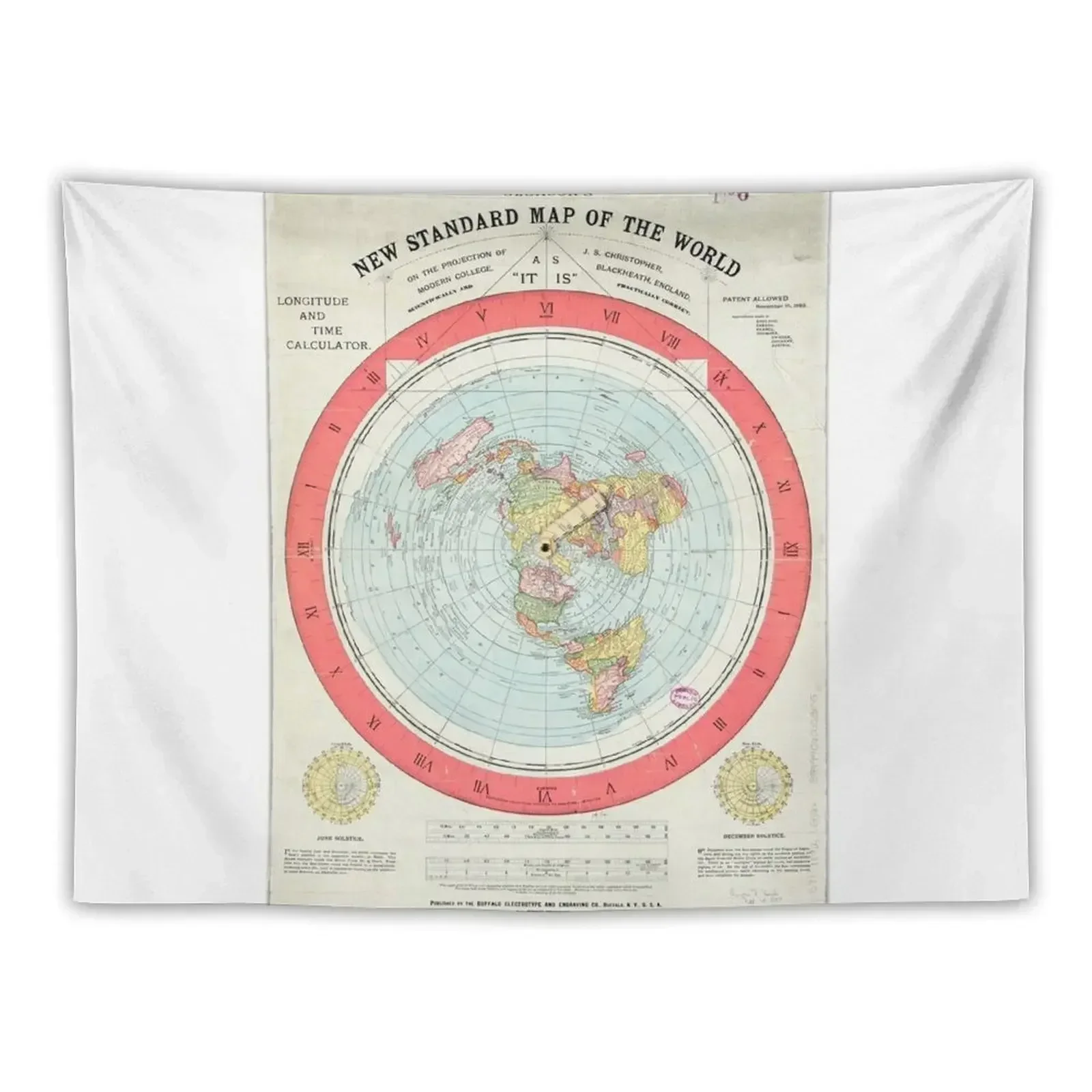 

Flat Earth - Gleason's Map Tapestry Hanging Wall On The Wall Tapestry