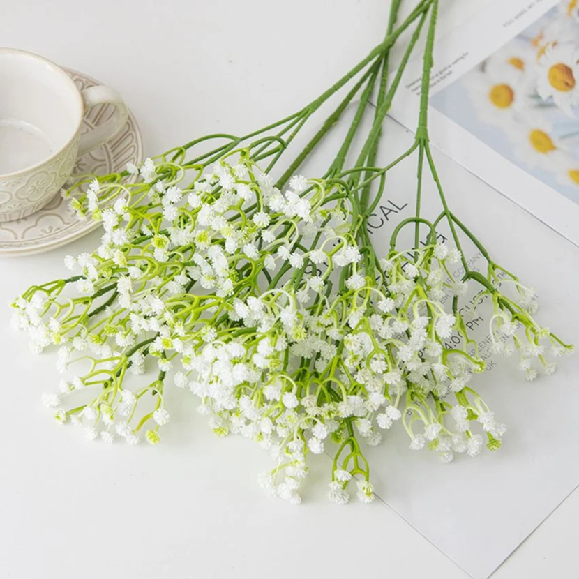 10/20 Stück Künstliche Pflanzen Plastikblumen Schleierkraut für Außenbereich Garten Hof Haus Zimmer Tisch Kranz Hochzeit Brautstrauß DIY Geschenke