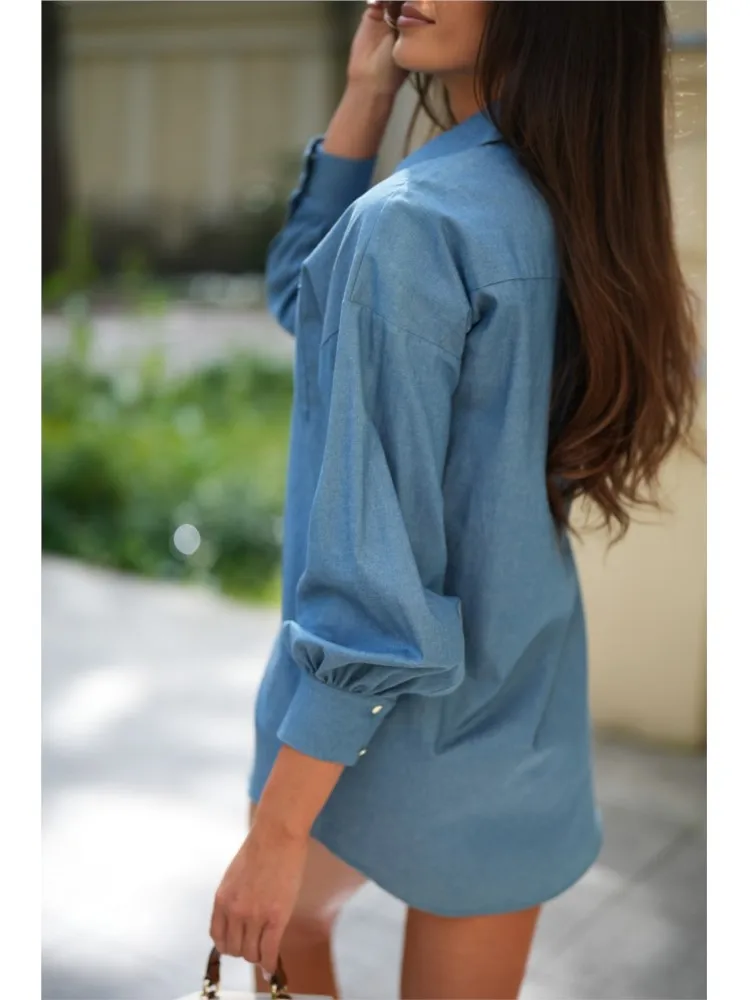 New Autumn Solid Color Loose Long -sleeved Shirt Women's Clothing Fashion Elegant Casual Button Office Top Shirts 2024