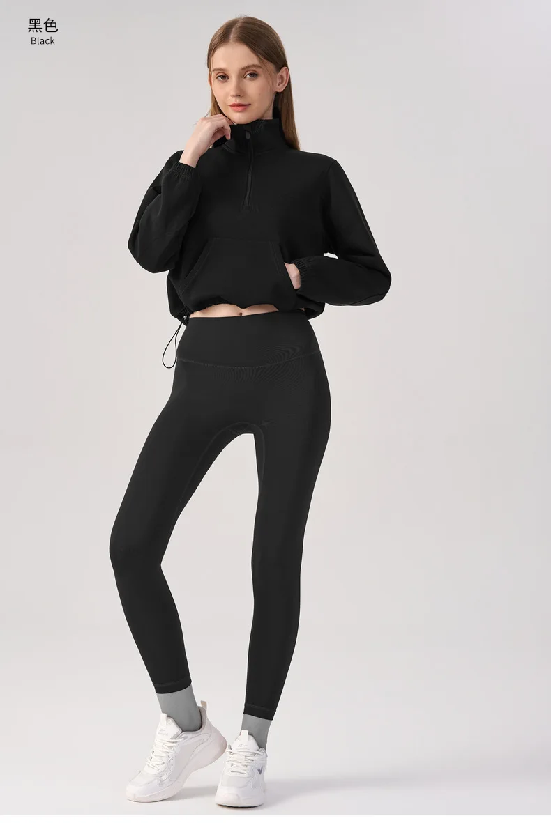 Women Half Zip Pullover Stand Collar Sweatshirt Autumn Winter Outdoor Sports Long Sleeve Top Tennis Fitness Yoga Jacket