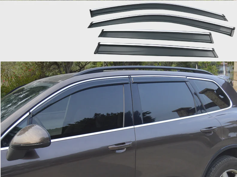 Car Styling Rain Guards Window Door Visor Weather Shield Wind Deflectors Sun Shade Awning Shelter For VW Touareg 2011- 2019