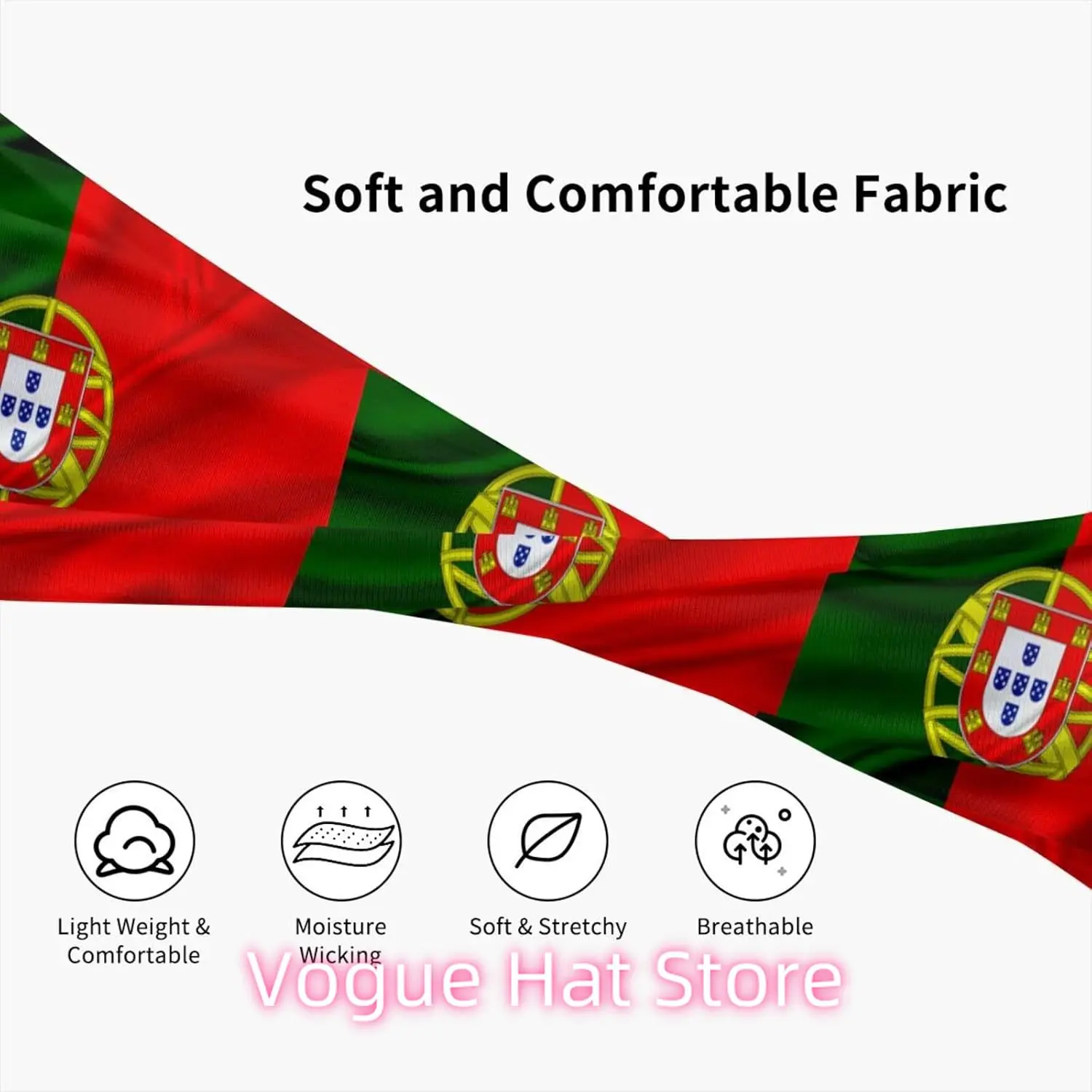 Portugal Flag Headbands Sports Non-Slip Tennis Workout Sweat Bands for Women Men