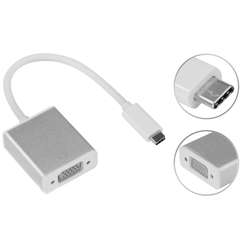 Full HD 1080P Type C USB to VGA 15Pin Cable Adapter USB-C 3.1 VGA 10Gbps Adaptor for MacBook Pro/Air Chromebook XPS13 15 950XL