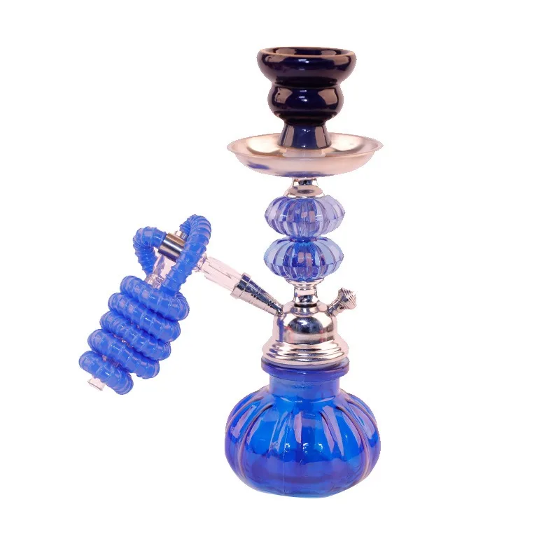 Black Blue Pink,11in\28cm Small,Single Hose 1,Bar Shisha Full Set Luxury Smoking Pipe Hookah set,Glass Vase,Ceramics bowl