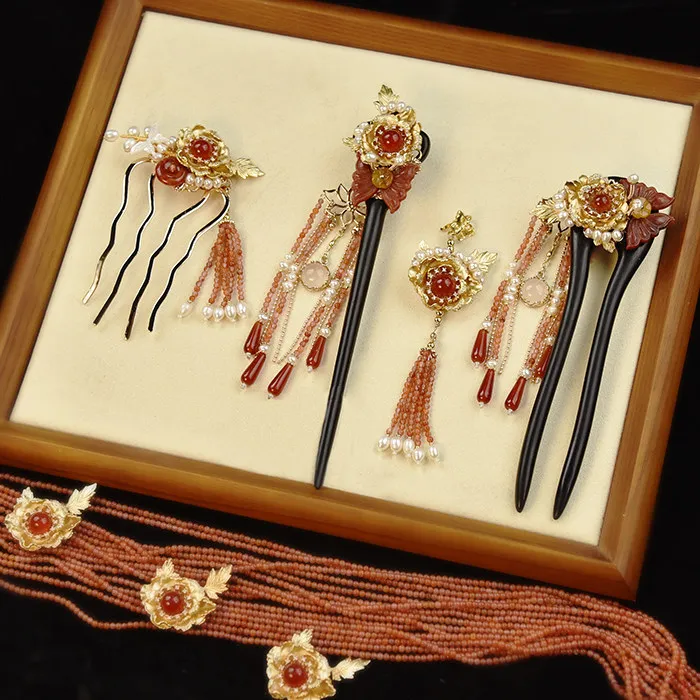 ensemble-d'ornements-capillaires-traditionnels-chinois-faits-a-la-main-kit-de-barrettes-a-cheveux-avec-perles-florales-et-pompon-pour-hanfu-fete-et-cosplay