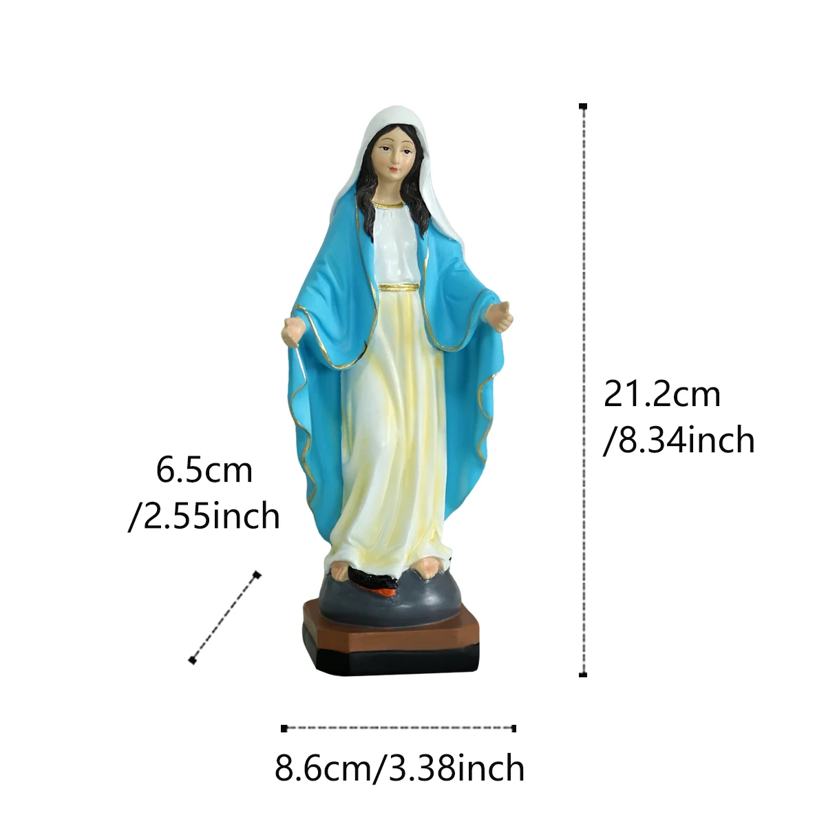 قطعة واحدة من تمثال مريم العذراء - 8.34 بوصة زينة صلاة منزلية لسيدة الرحمة الإلهية، ديكورات حفلات المنزل لعيد الميلاد #6