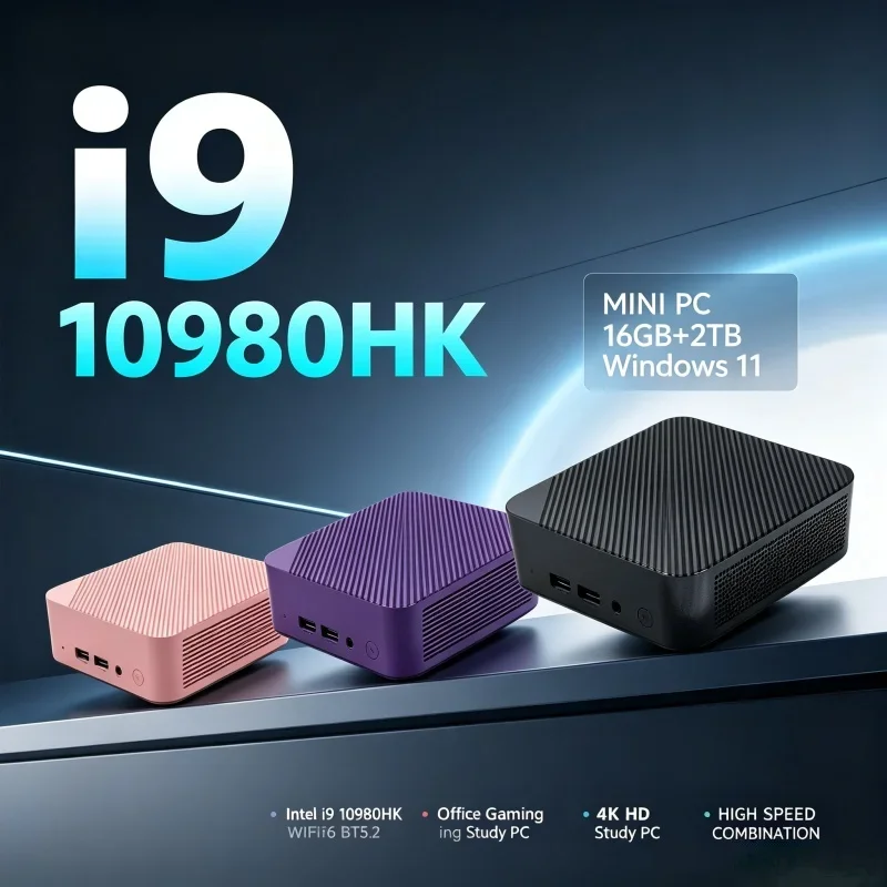 Mini PC Pocket Desktop Intel Core I9 10980HK Windows11 16GB RAM Optional 1TB/2TB SSD WiFi6 BT5.2 Home Gaming Business Computer