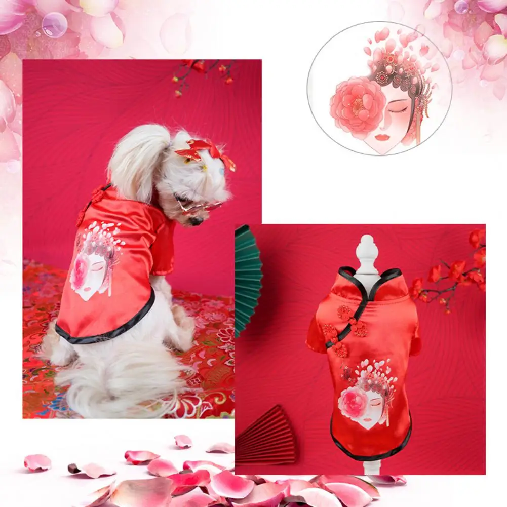 Pet Cheongsam  Breathable   Pet Blouse New Year Small Medium Puppy Tangs Suit