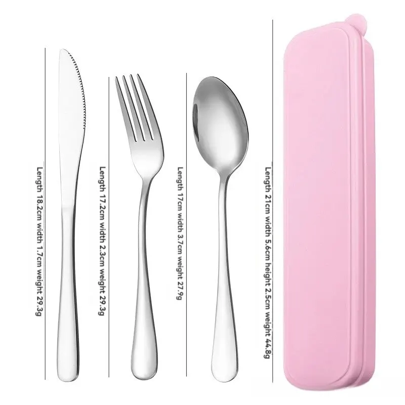 3pcs 410 Stainless Steel Portable Cutlery Set Mirror Polished Edge Rounded Comfortable Knife Fork And Spoon Three Piece Set