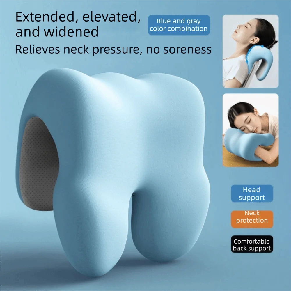 

Моющийся чехол для офисного кресла, подголовник с двойной поддержкой, дышащая подушка для шеи, эргономичный дизайн, комфортный.