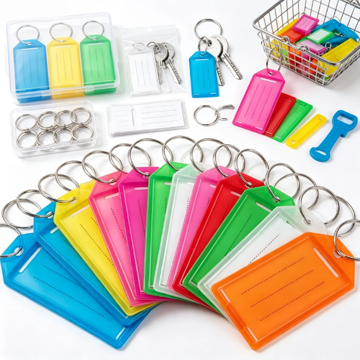 10/20/50Pcs Random Color Plastic Key Tags, Transparent Luggage ID Labels for Travel Baggage ZSY