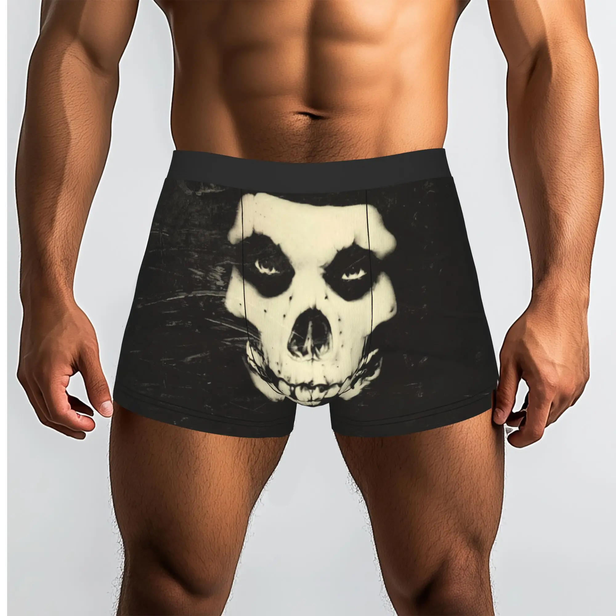 Custom Rock Punk Band Misfits Skull Face Underwear Men Breathable Boxer Briefs Shorts Panties Soft Underpants For Homme