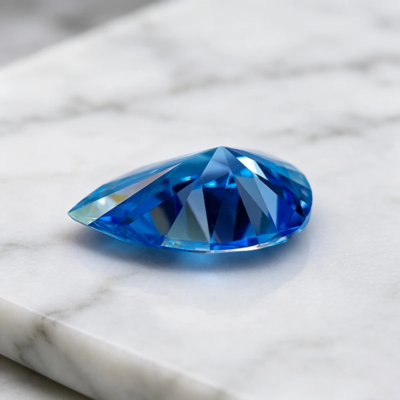 Moissanit-Stein in Eisblauer Farbe, Birnenförmiger Schliff, Edelstein für DIY-Schmuck, Ring, Halskette, Ohrringe, Hauptmaterialien mit Zertifikat – Detail 2