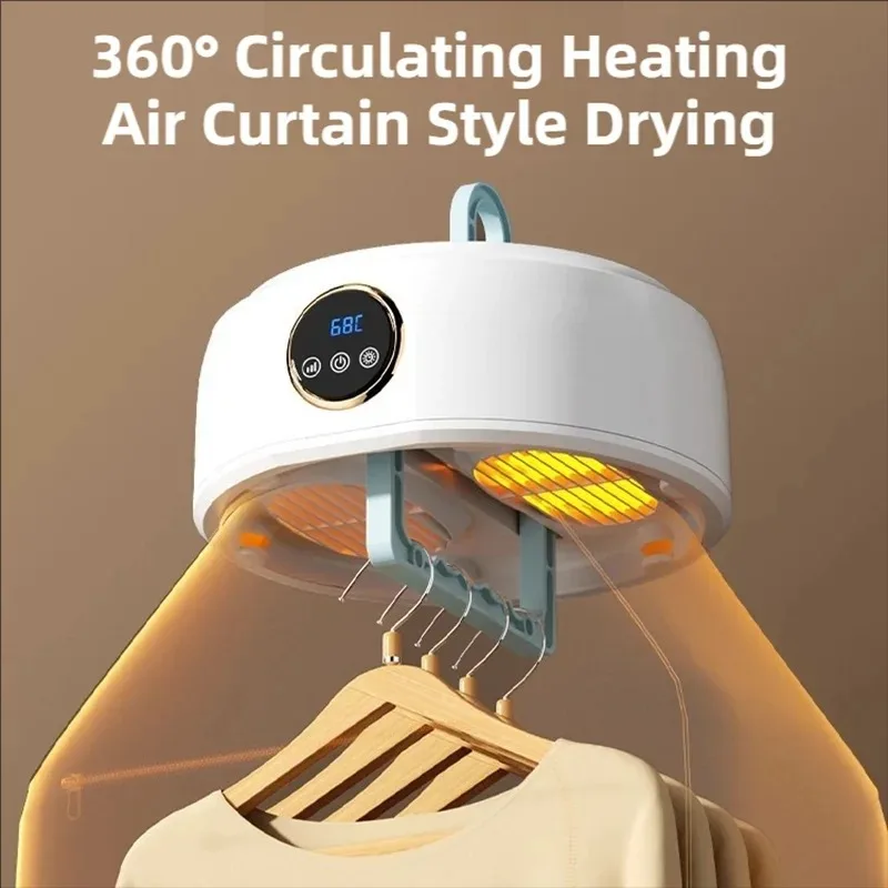 new-portable-foldable-clothes-dryer-digital-display-small-dryer-multi-functional-household-quick-drying-of-clothes-with-hook