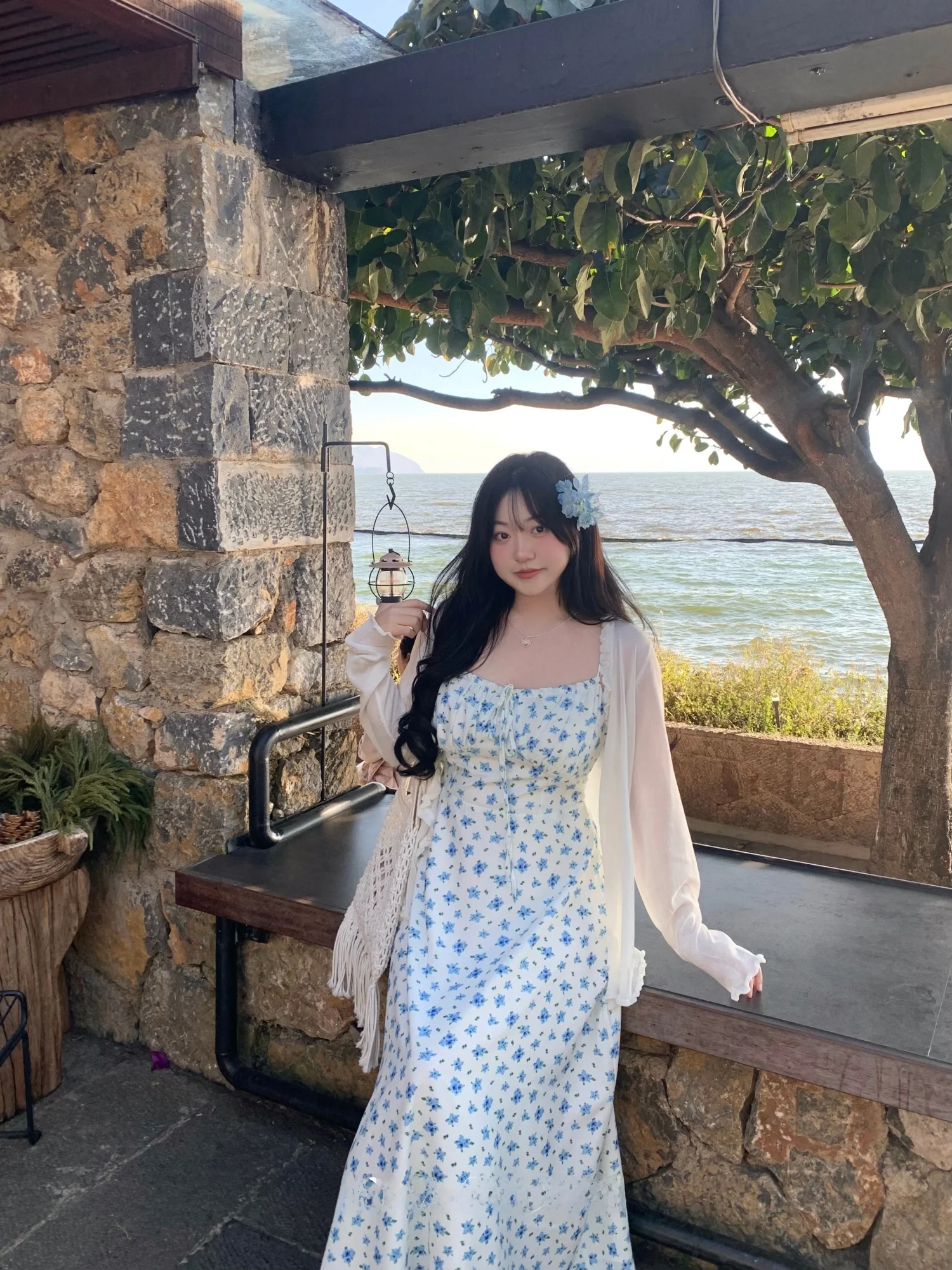 

Demaa Floral Print Off-oulder Long Dr Women's Gentle Sle A-Line Skirt Maxi Dr Spring Summer White Blue Color