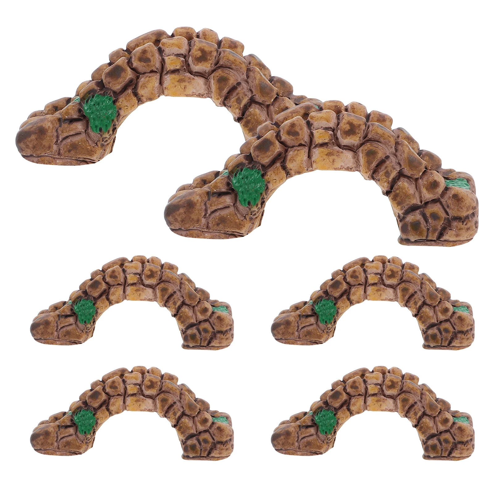 

6pcs Fish Tank Resin Statue Vintage Design Garden Decor Micro Landscape Ornament Resin Bridge Sand Table Decoration Landscape
