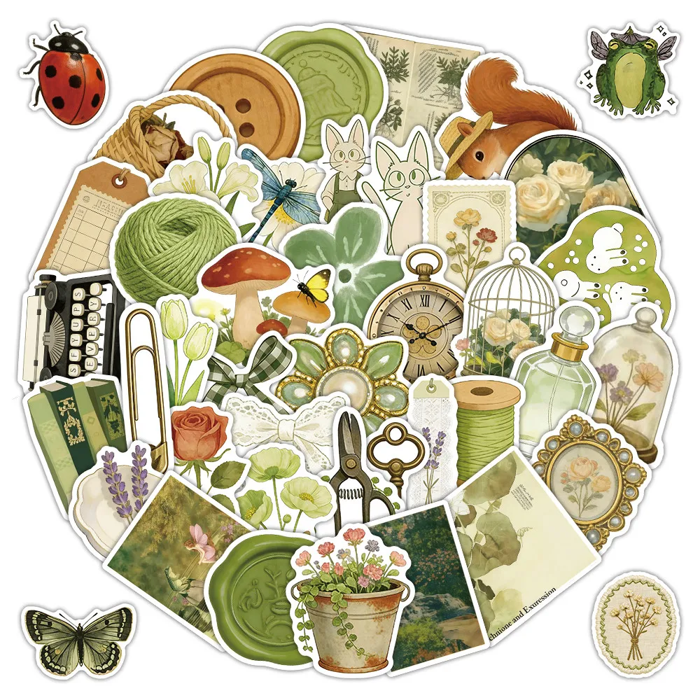 52-teiliges minimalistisches Vintage-Bastelset für Scrapbook- und Tagebuchdekoration – LanLanStickersWorld Store