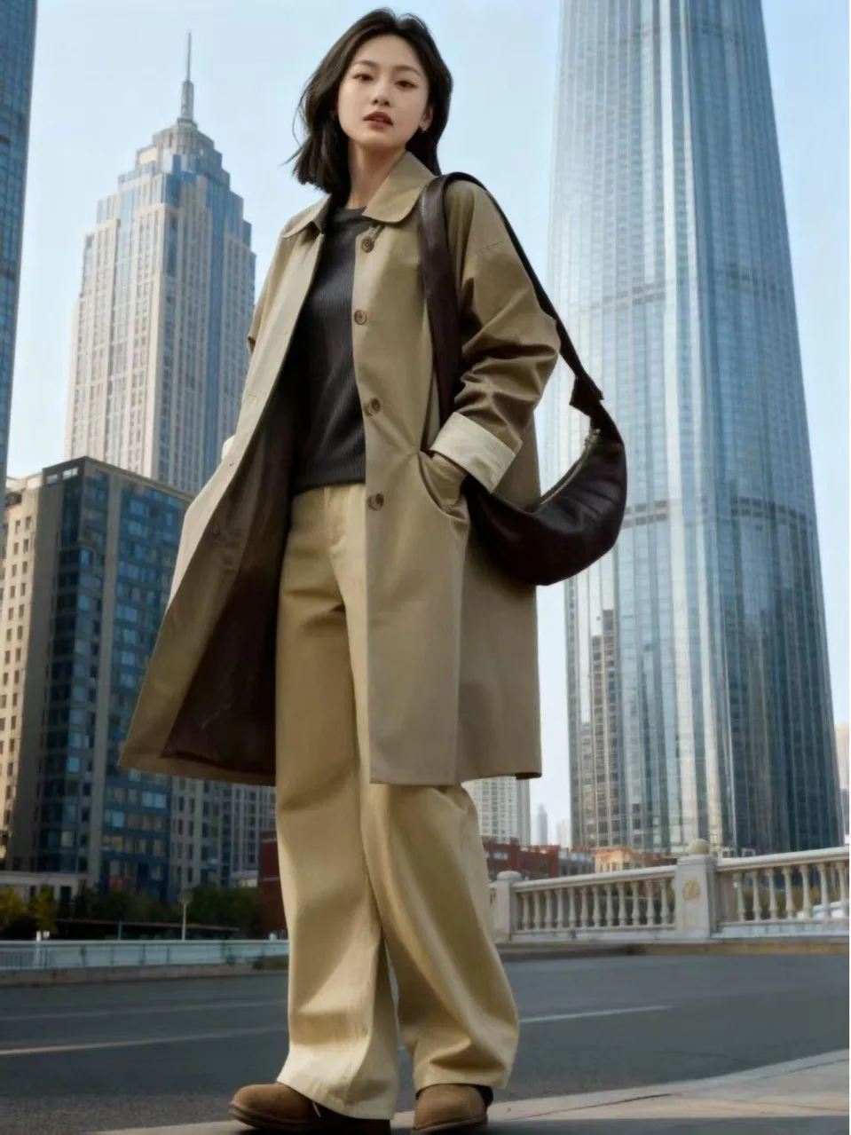 Jaet – manteau d'extérieur polyvalent pour femmes, couleur kaki, ample, décontracté, saison printemps-automne 2025, amincissant, moyen et Long