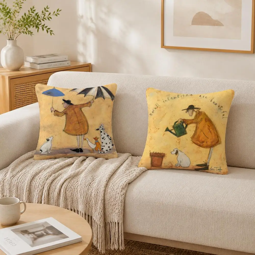 S-Sam T-Toft Art Cushion Cover Plush Decorative Pillow Case With Hidden Zipper Cutecore Room Decor For Home