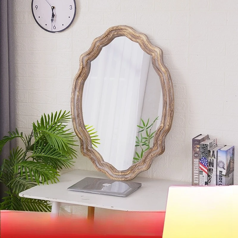 Cross-border direct supply can be wholesale with logo European elegant makeup mirror Solid wood makeup mirror Decorative