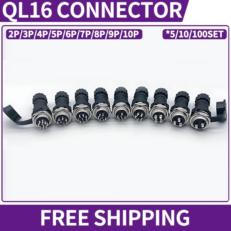 

Plastics QL16 GX16 M16 Aviation Plugs Connectors Male/Female Docking,Waterproof,Anti-electric Shock 2P 3P 4P 5P 6P 7P 8P 9P 10P