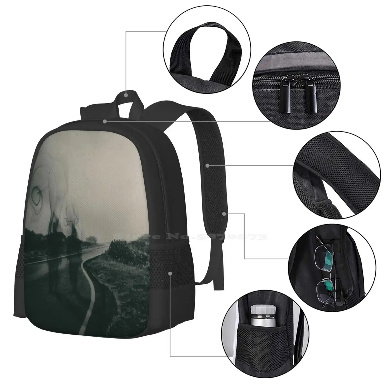 Self And Nature , Releasing My Worries Ii Hot Sale Backpack Fashion Bags Haunting Dark Gothic Nature Sky Road Journey Landscape