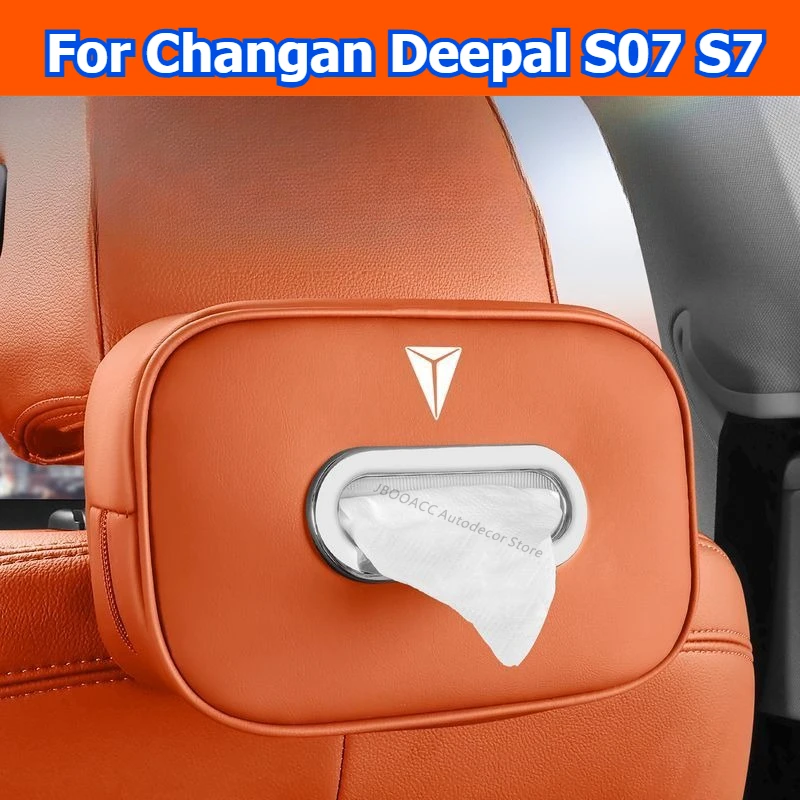 

Для Changan Deepal S07 S7 2024 2025 автомобильная коробка для салфеток на спинке сиденья сумка для хранения салфеток вешалка кожаный органайзер для салфеток коробки интерьер