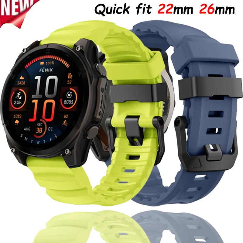 Силиконовый ремешок 22 мм 26 мм для Garmin Tactix8/Fenix 8/7X Pro/E/Enduro 3, дышащий браслет для Forerunner 970-965-955/Instinct 3