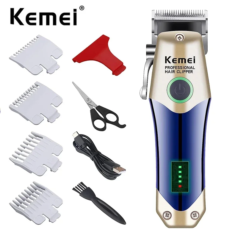 Kemei Professional Hair Clippers Men Rechargeable Cordless Electric Hair Beard Trimmer Barber Hair Cutting Kit Gifts for Husband