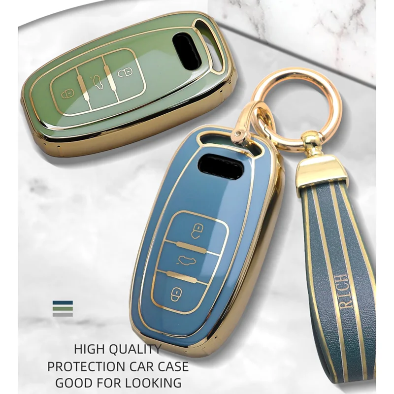 

Luxurious Golden Edge Remote Key Case Cover For Audi A1 A3 A4 A5 A6 A7 A8 Q3 Q5 Q7 S4 S5 S6 S7 S8 R8 RS5 TT Car Accessories