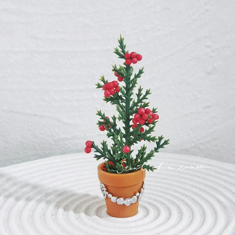 Mini Artificial Christmas Tree Realistic Small Tabletop Xmas Ornament for Shop Countertop Home Holiday Party Decor