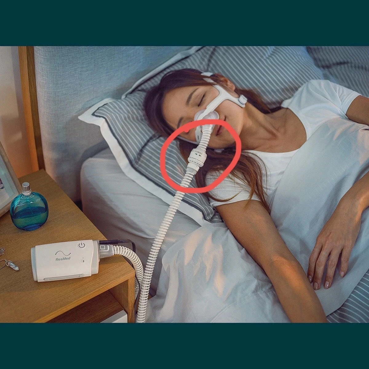 أنبوب استبدال أنبوب CPAP قصير لتهوية AirMini الأصلية لقناع الأنف ResMed Airfit N20