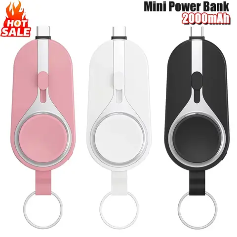 Mini Emergency Keychain Power Bank 2-in-1 Wireless Charging Watch Mobile Power Supply for Apple Watch and iPhone Xiaomi Samsung
