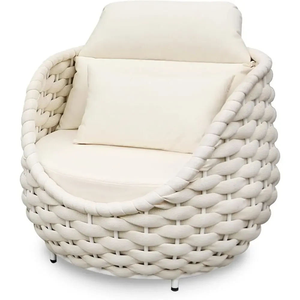 

Patio Accent Chairs: Porch Lounge Chair with Arms - Woven Rope Cushioned Armchair - ern One Seater Soa - Outdoor Deck urniture o