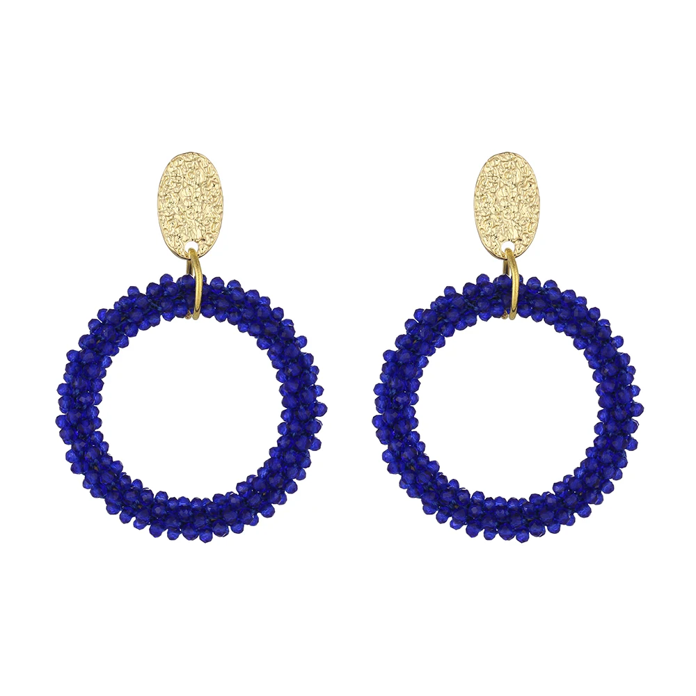 INKDEW Big Round Drop Earrings for Women Crystal Beads Handmade Earrings Jewelry Gift Vintage statement EA064