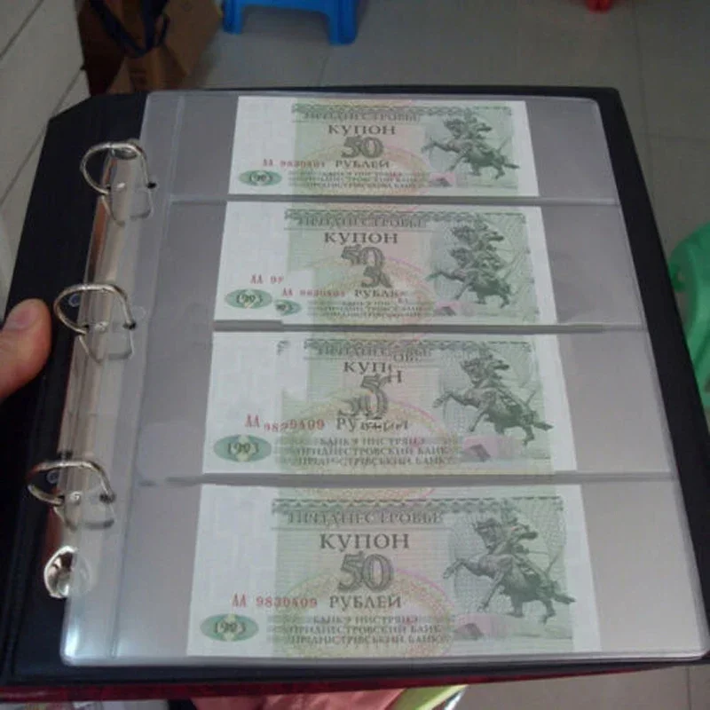 10pcs Paper Money Page Protector Banknotes Collector Currency Album Sleeves PVC Transparent Bill Note Collection