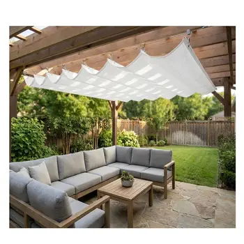 Zewnętrzna pergola z wysuwaną osłoną przeciwsłoneczną, patio, schronienie, zasłona przeciwsłoneczna falista, do ogrodu, na werandę, na zamówienie.