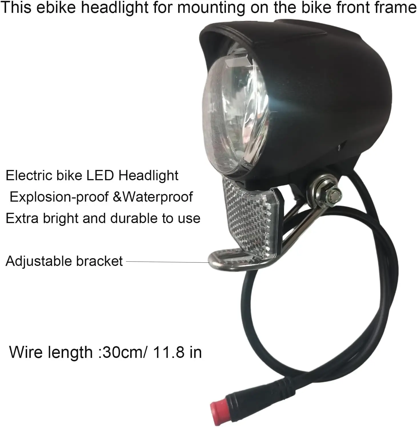 

Nulkomma Electric Bike Headlight 2 Pin Male Waterproof Connector Compatible for 24V 36V Electric Bike LED Bulb Front Light